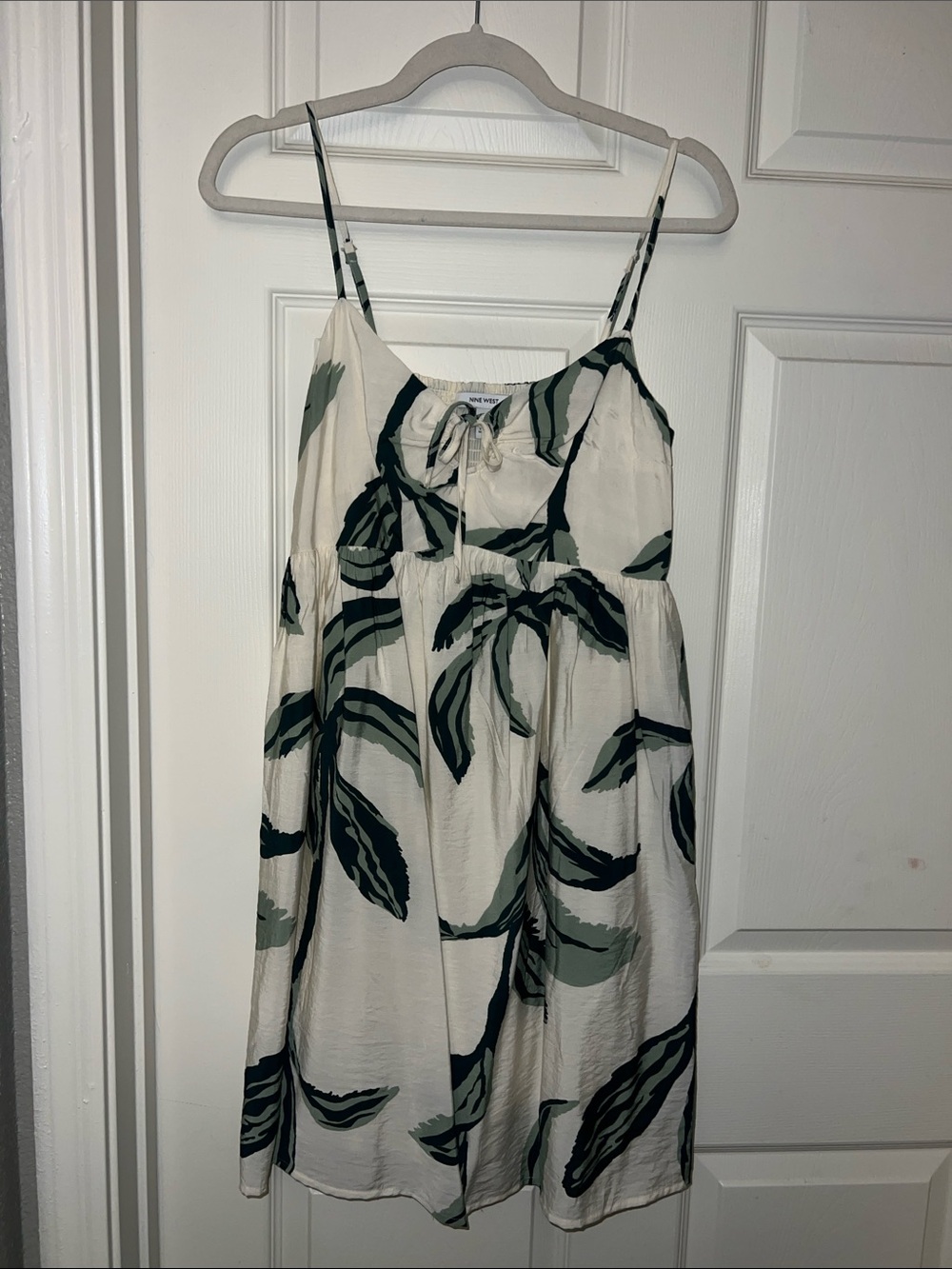 Nine West Cream Mini Dress with Green Leaf Print